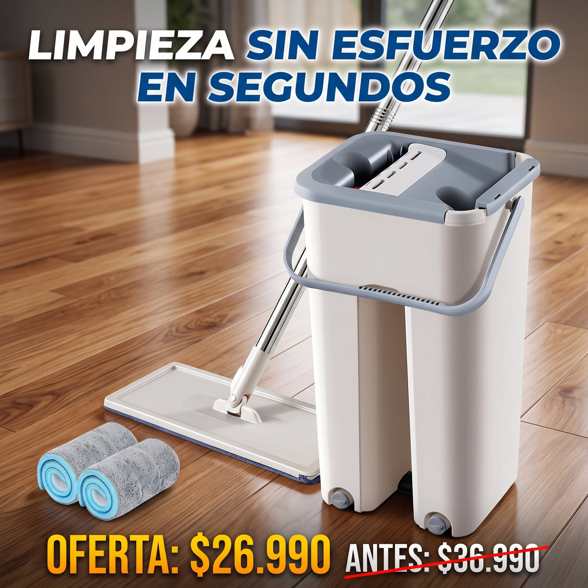 Trapeador Autolavable 360° | sistema de auto lavado y exprimido automático